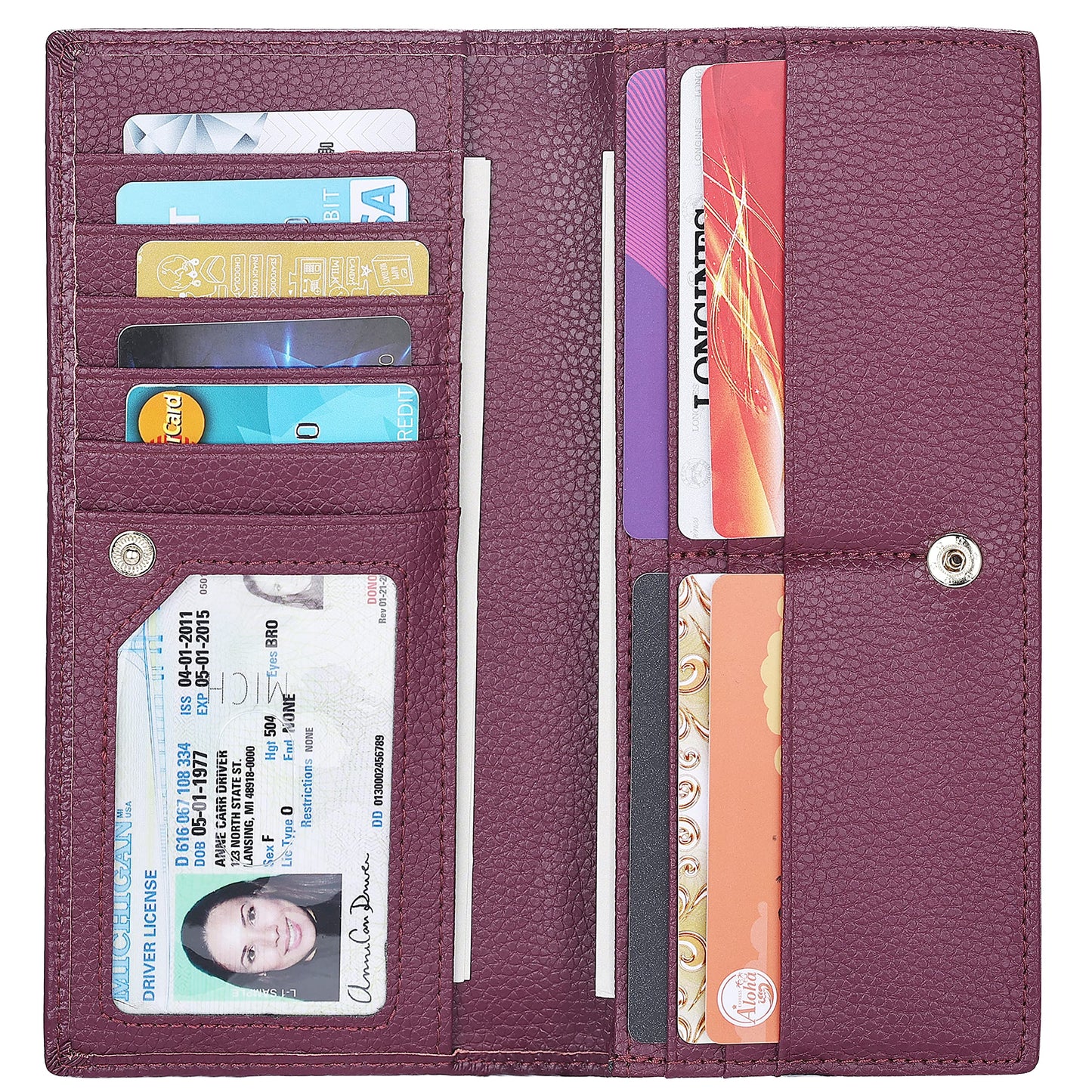 HOTLavemi Ultra Slim Thin Leather Women Wallet RFID Blocking Credit Card Holder Bifold Long Ladies Billfold