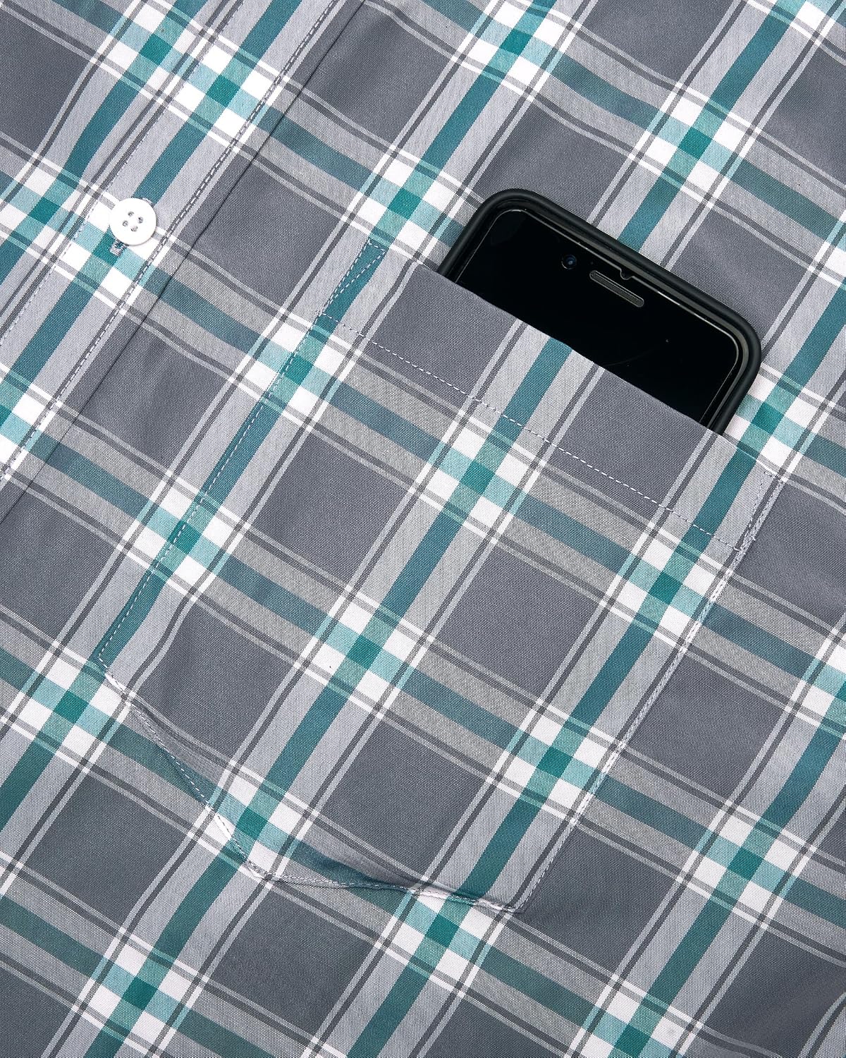 HOTAlimens & Gentle Plaid Mens Short Sleeve Button Down Shirts with Pocket | Lightweight,Button-Down Collar,Regular Fit,Excellent Colors,Breathable,Casual,Cotton Blend,Easy Care