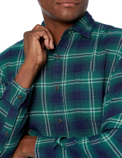 HOTAmazon Essentials Men's Slim-Fit Flannel Shirt, Long Sleeve Button Down Plaid
