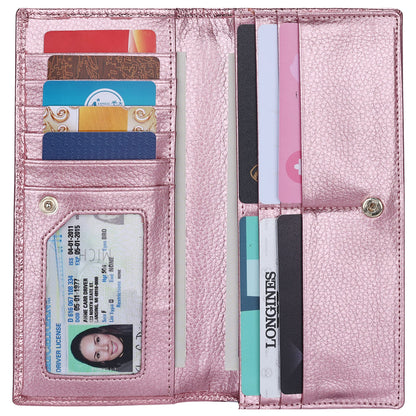 HOTLavemi Ultra Slim Thin Leather Women Wallet RFID Blocking Credit Card Holder Bifold Long Ladies Billfold