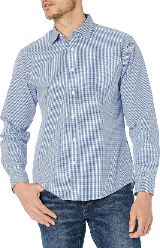 HOTAmazon Essentials Men's Regular-Fit Long-Sleeve Casual Poplin Shirt, Button Front, Business Casual, Collared