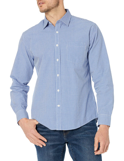 HOTAmazon Essentials Men's Regular-Fit Long-Sleeve Casual Poplin Shirt, Button Front, Business Casual, Collared