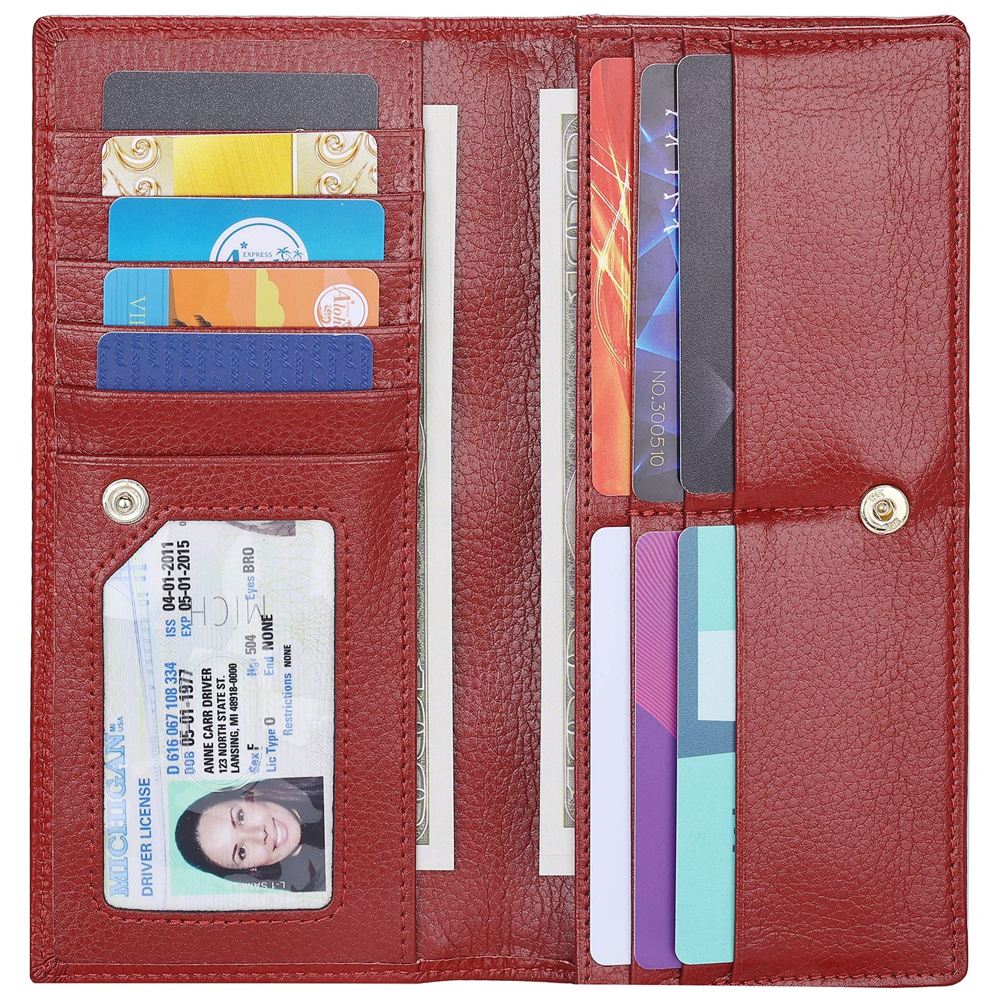 HOTLavemi Ultra Slim Thin Leather Women Wallet RFID Blocking Credit Card Holder Bifold Long Ladies Billfold