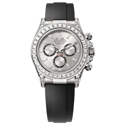 Men's Chronograph Watch With Diamond Bezel And Rubber Strap