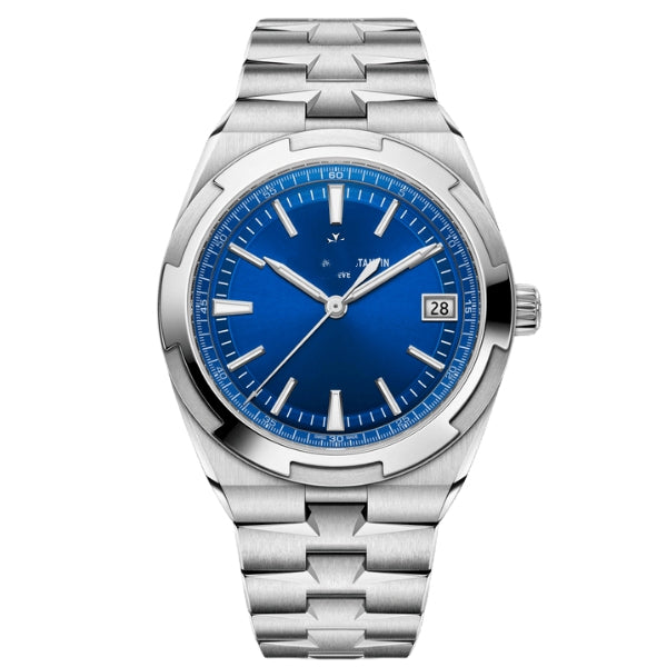Men's Automatic Mechanical Watch With Blue Dial And Steel Bracelet