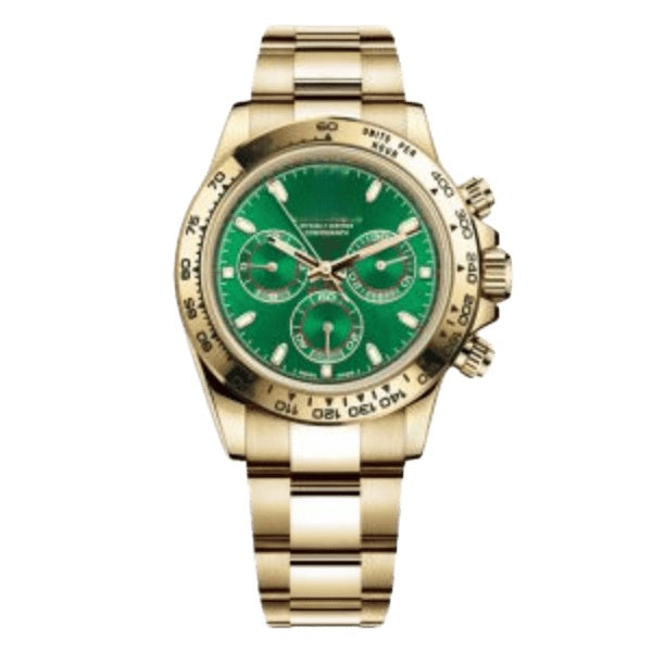 Full Gold Green Dial Chronograph Automatic Men's Watch