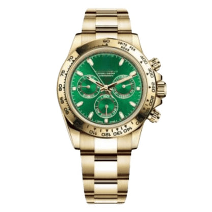 Full Gold Green Dial Chronograph Automatic Men's Watch