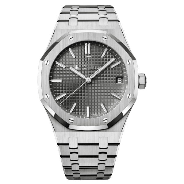 【#A288】Octagonal Steel Watch With Grid Dial & Date Window For Men