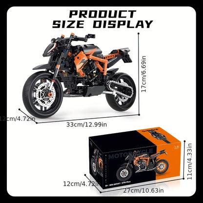Technic Bricks Motorcycle Building Block Set - 579pcs 1:8 Scale Orange Model Kit for Ages 8-12, ABS Material, Push Operation Mode - Ideal Gi