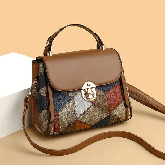 today's deals，No middlemen to make the difference! Retro Geometric Pattern Handbag, Fashion Mini Crossbody Bag, Women's Buckle Decor Shoulder Purse