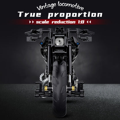 Vintage Locomotive Motorcycle Toy Building Block Set: 1:8 Scale Model Gift, ABS Construction, Suitable for Ages 14 and Up