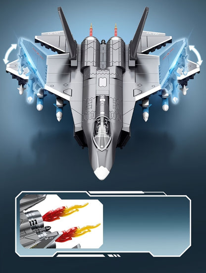 621pcs Stealth Fighter Building Blocks, Fifth Generation Aircraft Toys, Locomotive Assembled Models, Handmade DIY Living Room Decorations, B