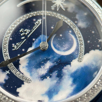 Starry Sky Moon Phase Automatic Watch with Diamond Bezel