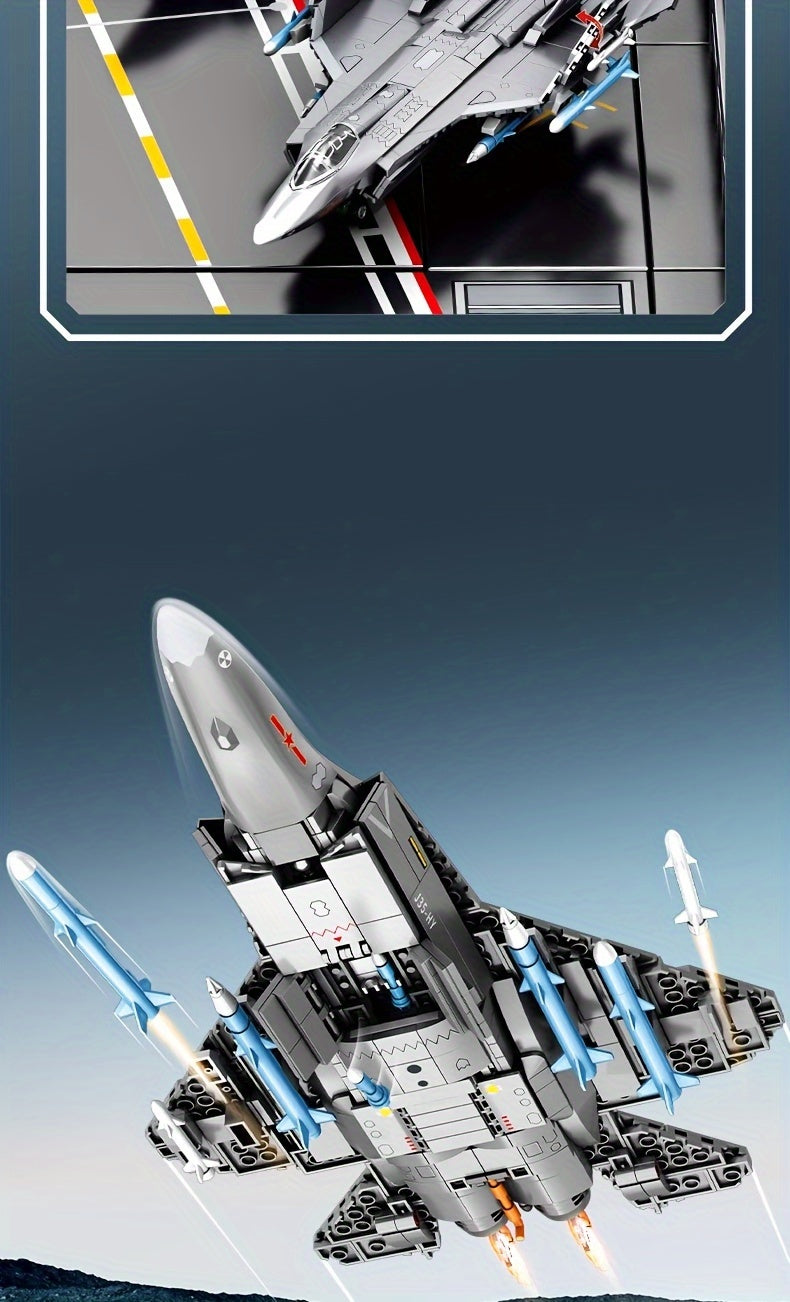 621pcs Stealth Fighter Building Blocks, Fifth Generation Aircraft Toys, Locomotive Assembled Models, Handmade DIY Living Room Decorations, B