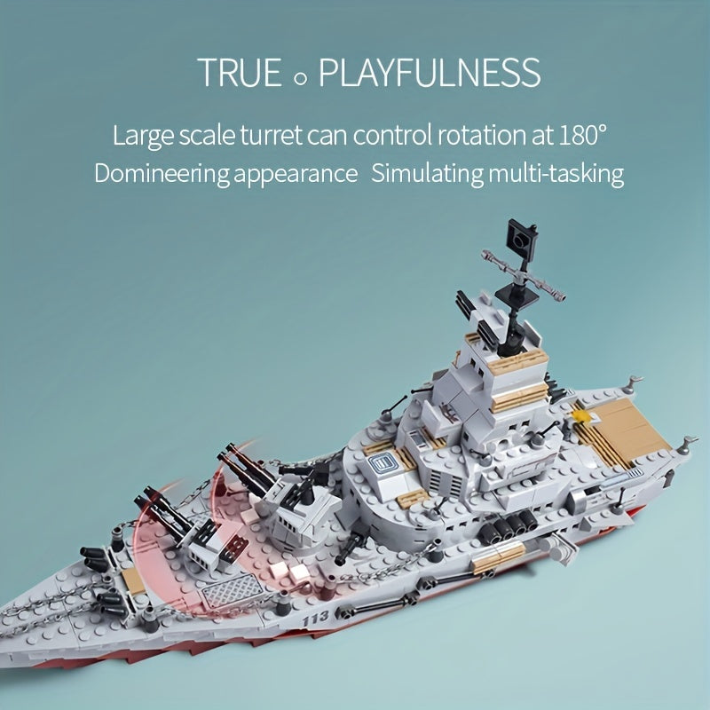 884pcs Army Marine Cruiser Warship Building Blocks Aircraft Holiday Gifts Thanksgiving, Halloween, Christmas Weapons Boat Building Blocks Ur