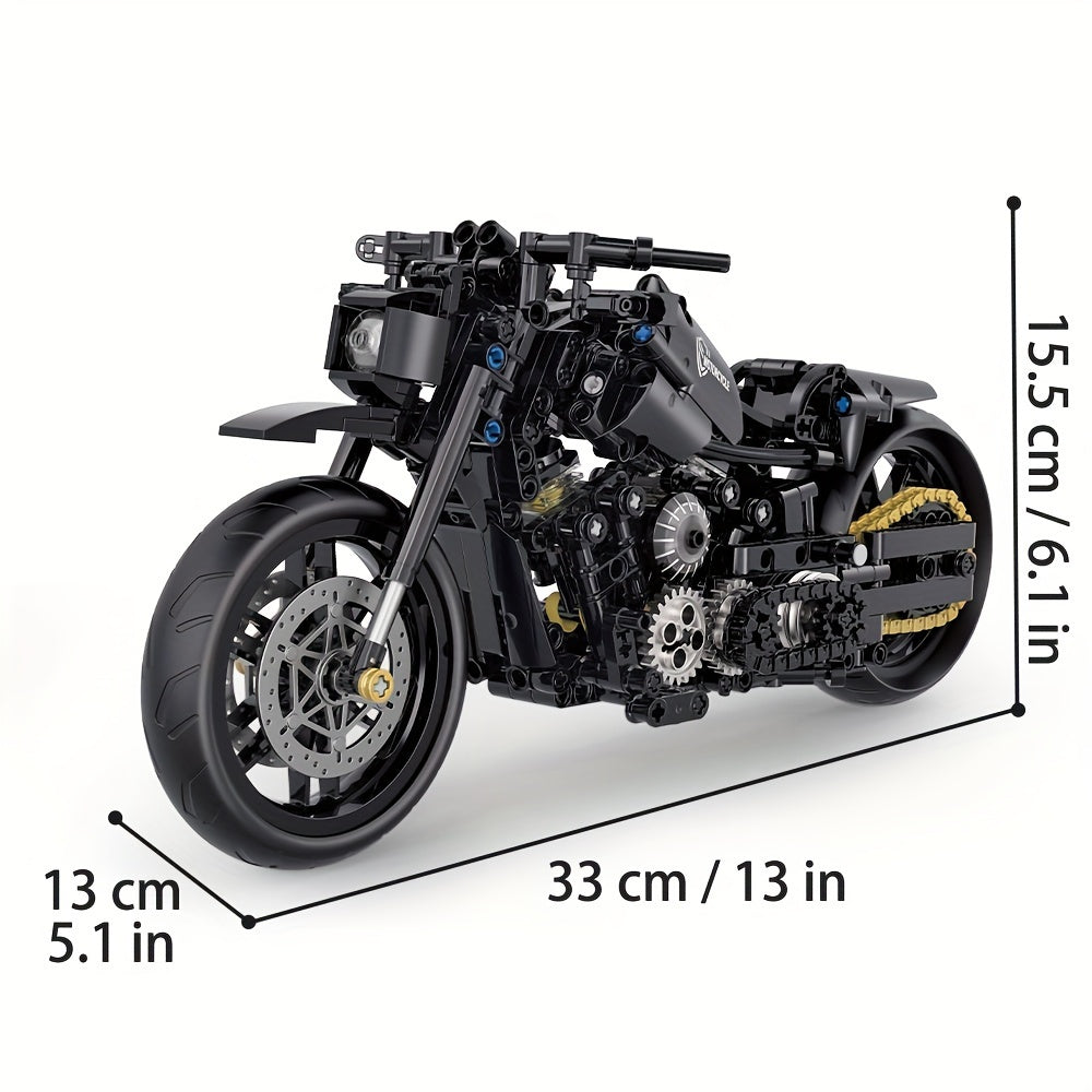 Vintage Locomotive Motorcycle Toy Building Block Set: 1:8 Scale Model Gift, ABS Construction, Suitable for Ages 14 and Up