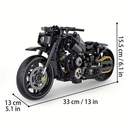 Vintage Locomotive Motorcycle Toy Building Block Set: 1:8 Scale Model Gift, ABS Construction, Suitable for Ages 14 and Up
