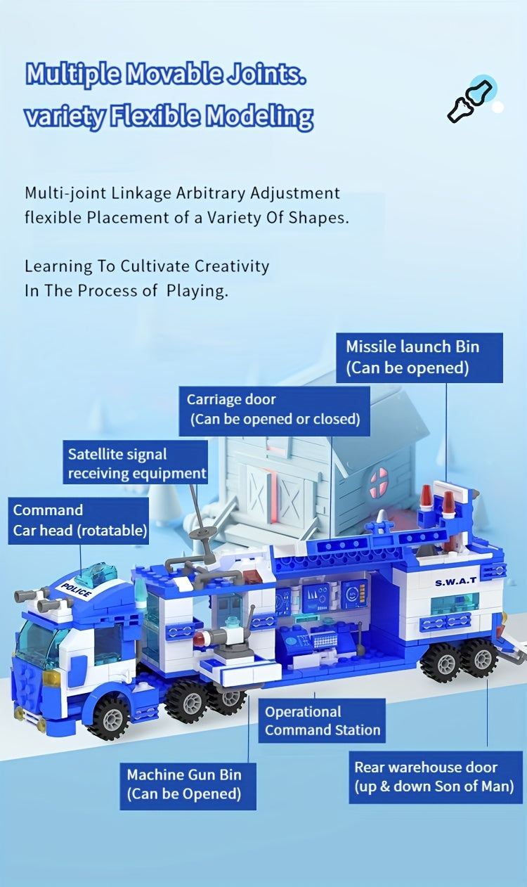 Department Car Building Blocks, City Patrol Police Toy, Vehicle Truck Action Figures Brick Toys For Children, Role-Play Toys For Boys