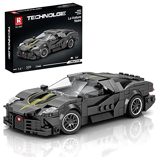 Reobrix 685 Bugatti La Voiture Noire Toy Car Building Blocks, Model Car Kit for Display and Collectible, Super Sport Car Building Toy for Bo