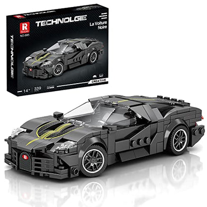 Reobrix 685 Bugatti La Voiture Noire Toy Car Building Blocks, Model Car Kit for Display and Collectible, Super Sport Car Building Toy for Bo