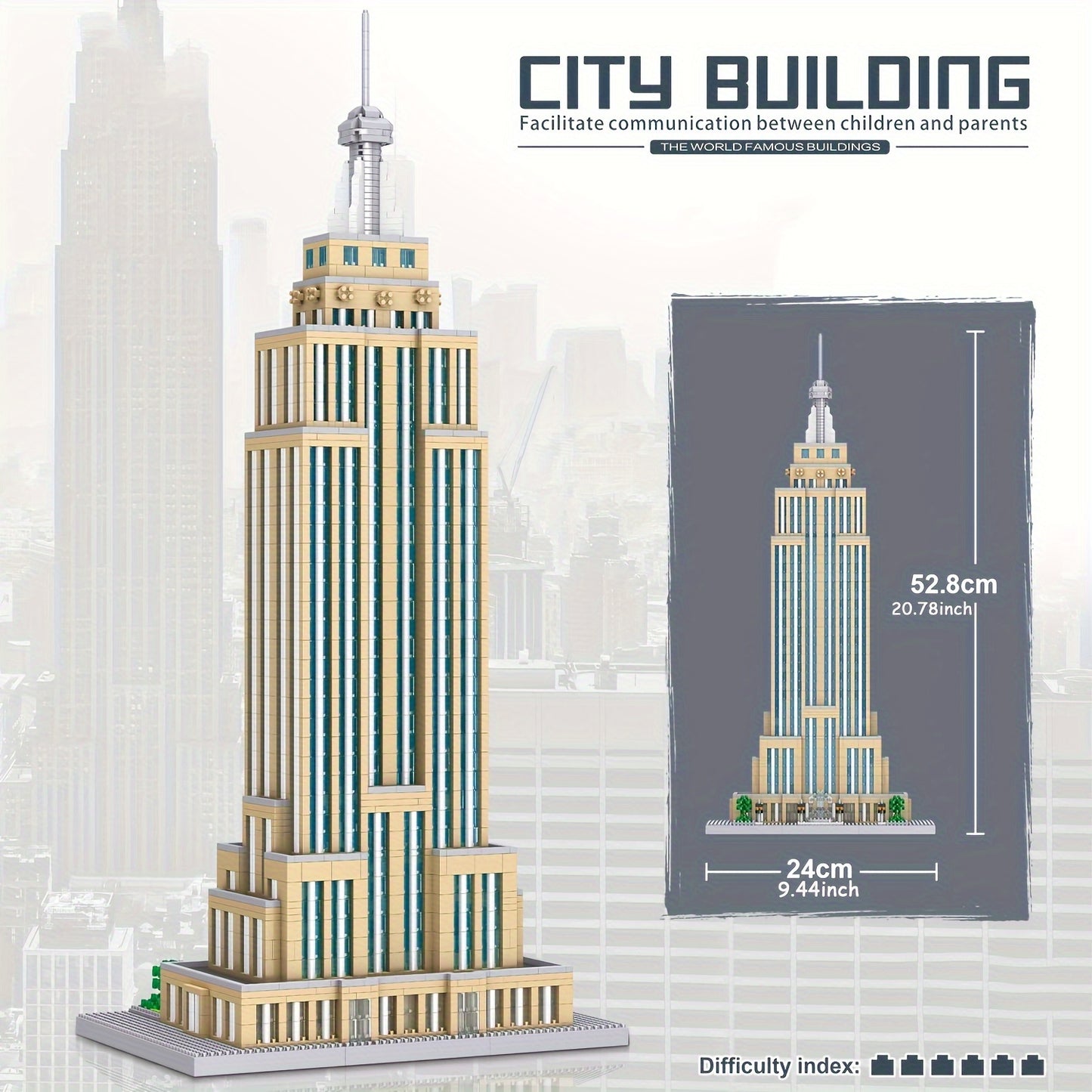 Empire State Building Micro Blocks Set - 3819 Piece Architectural Model, Perfect For Home Decor & Birthday Gifts, Ages 14+