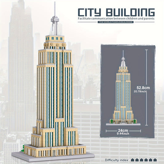 Empire State Building Micro Blocks Set - 3819 Piece Architectural Model, Perfect For Home Decor & Birthday Gifts, Ages 14+