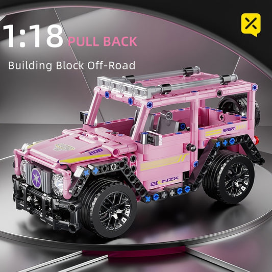 New Generation 485pcs New Pink Car 3D Model Toy Car Building Blocks, Car Assembly Racing Car Building Blocks Toys, Gifts For Kids Adults, Ha