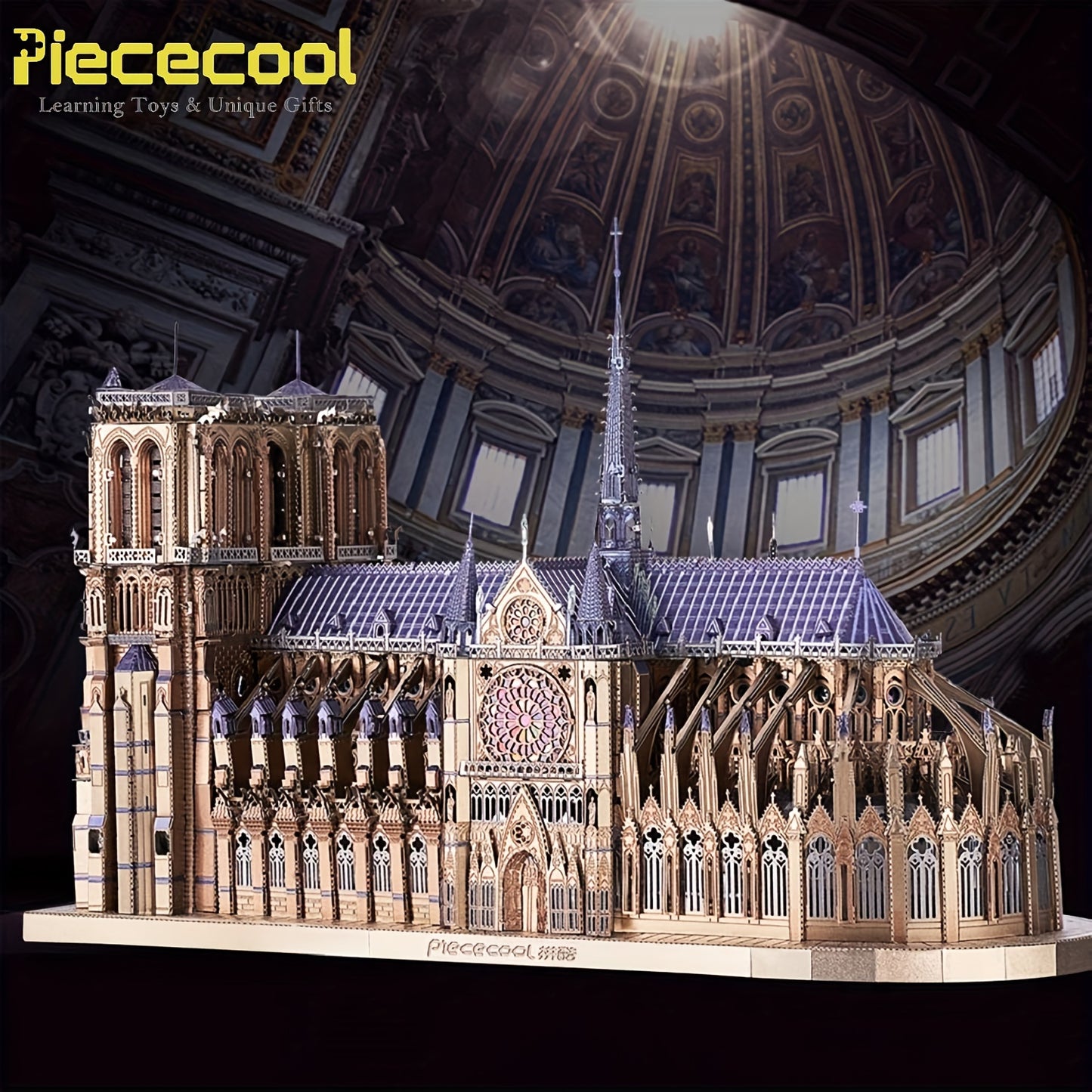 382pcs Notre Dame De Paris Church 3D Metal Puzzle for Adults - Challenging French Cathedral Brain Teaser Architecture Building Blocks Kit