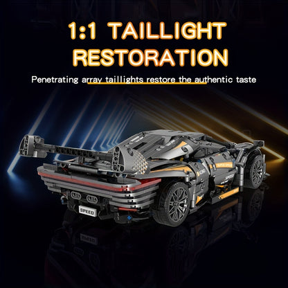 1626-Piece 1:14 Scale Cool Black Sports Car Building Blocks Set - Compatible With Major Brick Brands, Perfect For Youngsters Ages 8-12, Idea
