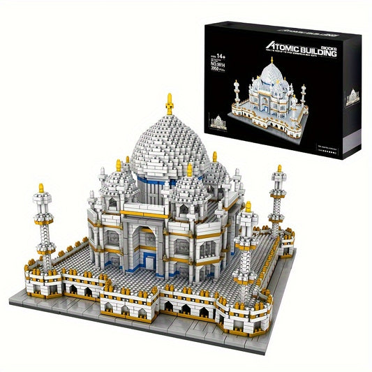 3950pcs Large World's Famous Architecture Building Blocks, Taj Mahal Castle Model, City Landmarks Desktop Ornaments, Micro Bricks, High Diff