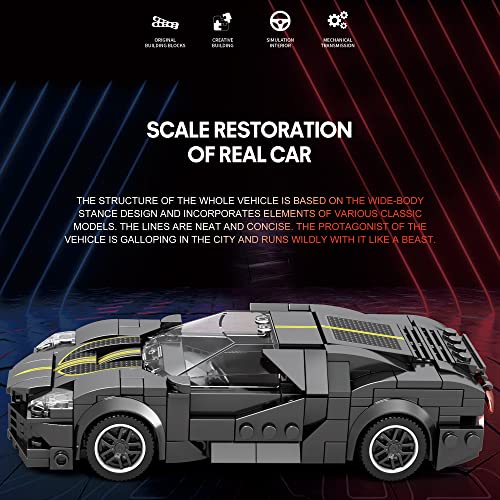Reobrix 685 Bugatti La Voiture Noire Toy Car Building Blocks, Model Car Kit for Display and Collectible, Super Sport Car Building Toy for Bo