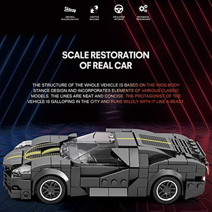 Reobrix 685 Bugatti La Voiture Noire Toy Car Building Blocks, Model Car Kit for Display and Collectible, Super Sport Car Building Toy for Bo