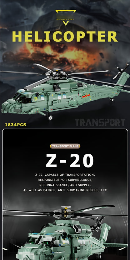 1834pcs Military Helicopter Building Blocks - Assemble Your Own Armed Aircraft for Fun and Learning