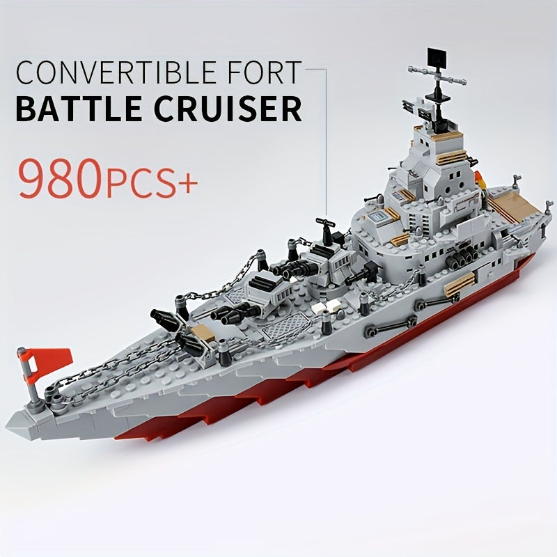 884pcs Army Marine Cruiser Warship Building Blocks Aircraft Holiday Gifts Thanksgiving, Halloween, Christmas Weapons Boat Building Blocks Ur