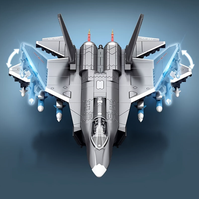 621pcs Stealth Fighter Building Blocks, Fifth Generation Aircraft Toys, Locomotive Assembled Models, Handmade DIY Living Room Decorations, B