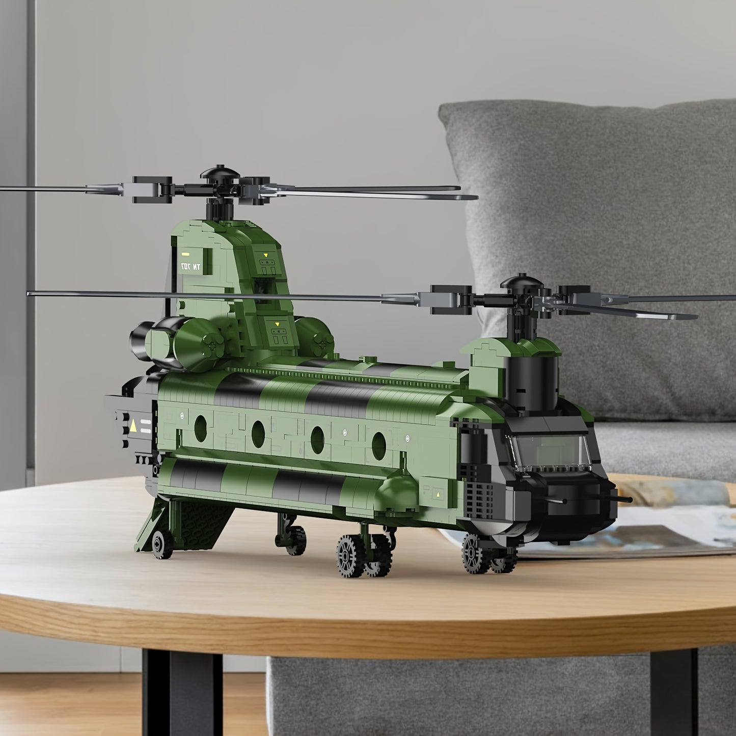 JMBricklayer CH-47 Helicopter Building Set, Military Helicopter Brick Aircraft Model Kit, Home Office Display Or Collectible