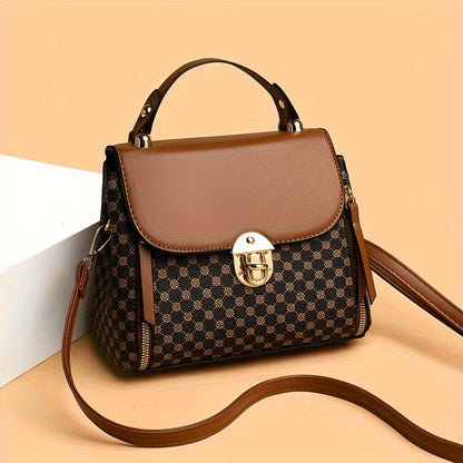today's deals，No middlemen to make the difference! Retro Geometric Pattern Handbag, Fashion Mini Crossbody Bag, Women's Buckle Decor Shoulder Purse