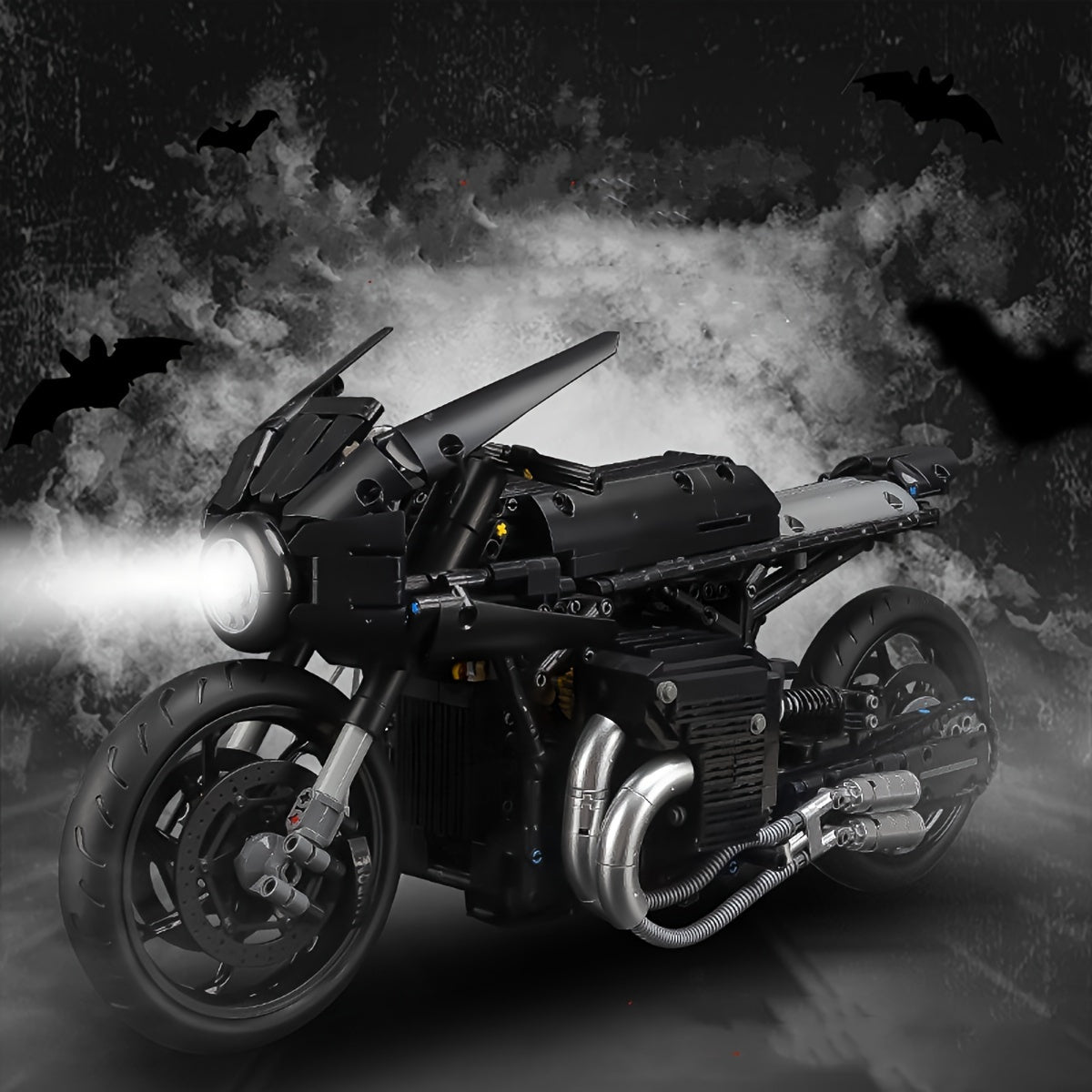 1981-Piece Cool Dark Motorcycle & Racing Car Building Blocks Set - 1:5 Scale Diy Model Kit For Teens & Adults, Durable Abs Material, Perfect