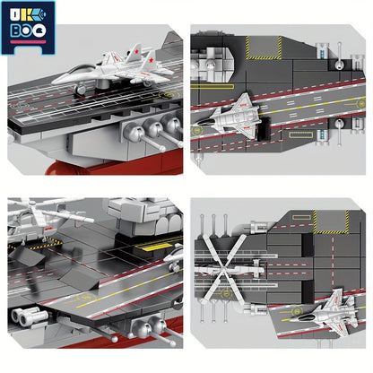 546pcs Military Series 8 In 1 Aircraft Carrier Educational Puzzle Small Building Blocks DIY Assembling Toys