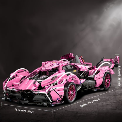 981pcs Building Blocks Car, 1:14 Supercar Design, Cool Pink Appearance, Educational And Intellectual Toy, Easy To Assemble And Operate, Perf