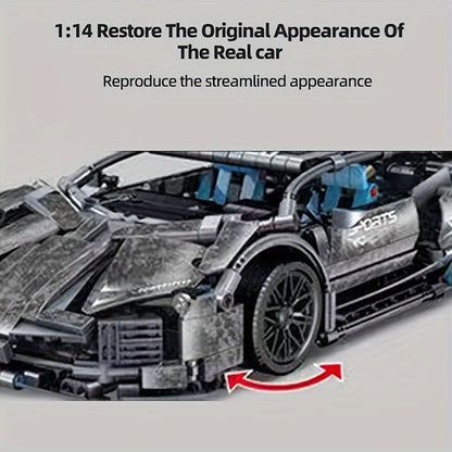 New 1215pcs Dark Grey Sports Car Building Block Model, Building Toys For Adults And Kids, Decorations For Living Room Room, Christmas And Ha