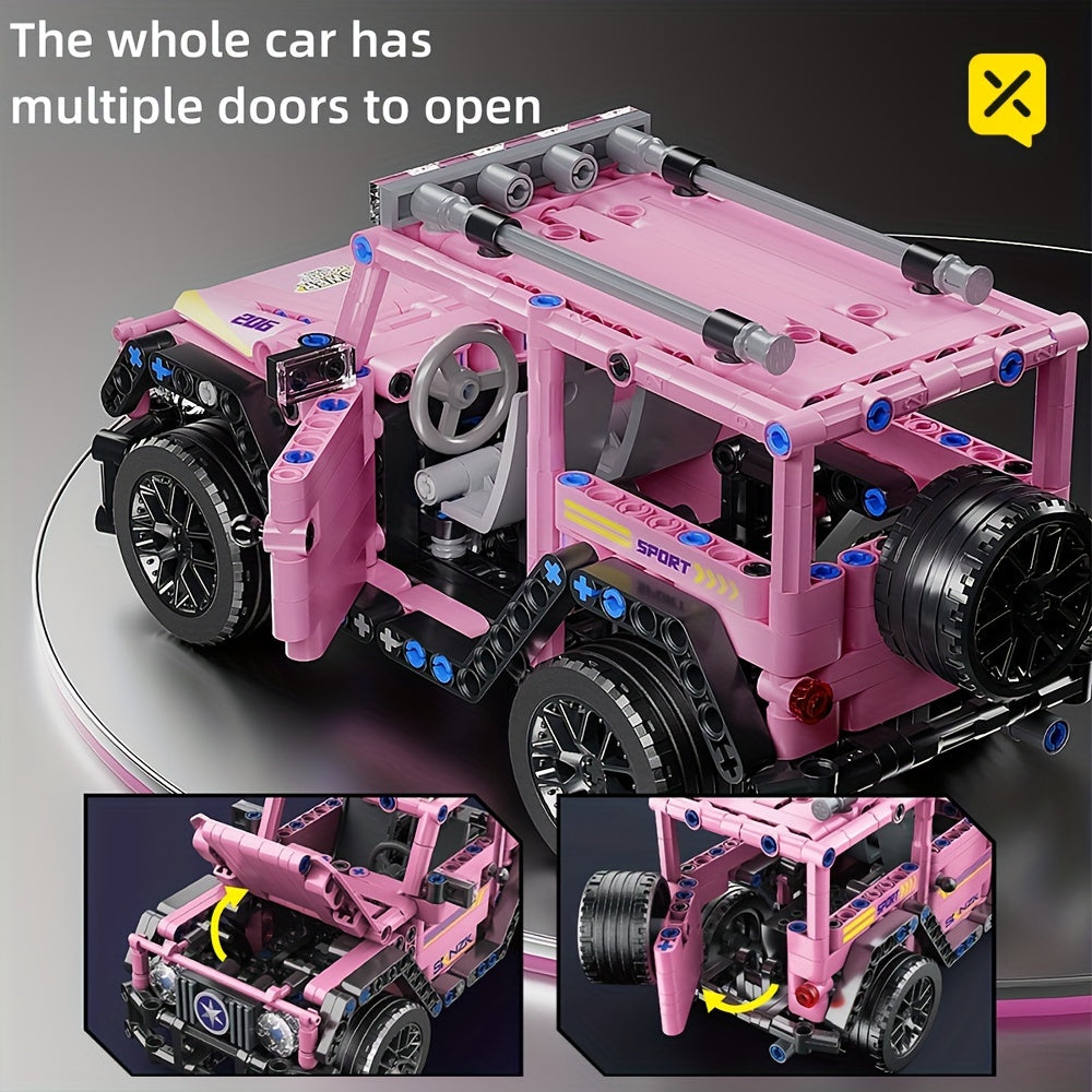New Generation 485pcs New Pink Car 3D Model Toy Car Building Blocks, Car Assembly Racing Car Building Blocks Toys, Gifts For Kids Adults, Ha