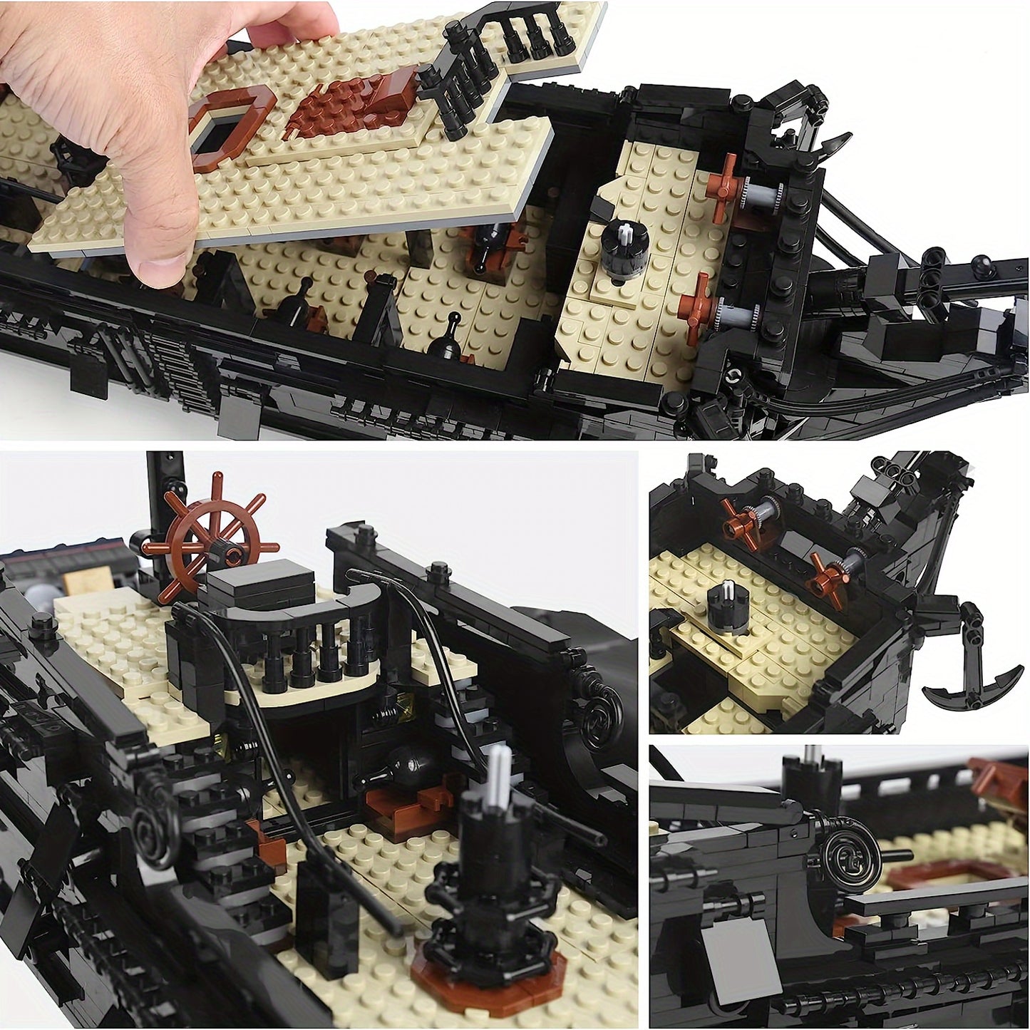 2868pcs Black Pirate Ship Building Blocks for Adults - Educational DIY Toy and Holiday Gift