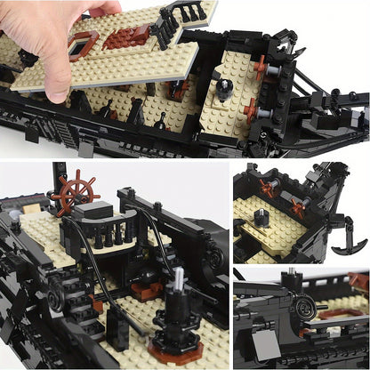 2868pcs Black Pirate Ship Building Blocks for Adults - Educational DIY Toy and Holiday Gift