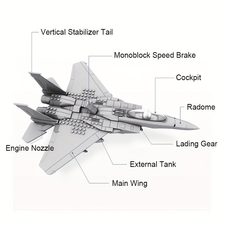 223pcs Military Fighter Classic Eagle Fighter Small Splicing Puzzle Building Blocks, Children's Collection Toys