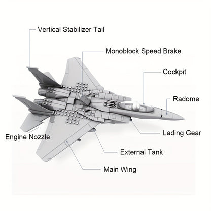 223pcs Military Fighter Classic Eagle Fighter Small Splicing Puzzle Building Blocks, Children's Collection Toys