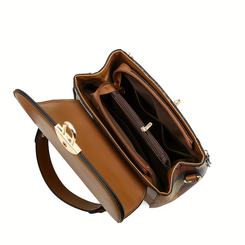 today's deals，No middlemen to make the difference! Retro Geometric Pattern Handbag, Fashion Mini Crossbody Bag, Women's Buckle Decor Shoulder Purse
