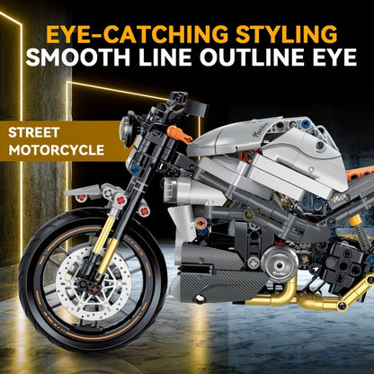 642pcs Building Blocks Motorcycle Model Kit for Kids - Classic Retro 1:8 Scale, Push-Operated DIY Toy, ABS Material, Ages 8-12