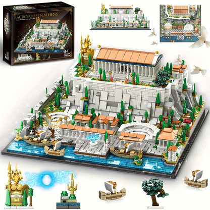 Architecture Acropolis of Athens 1988 Pieces, Landmark Collection City Buildings Blocks Set, Display Model Kit and Home Decor Gift Idea for