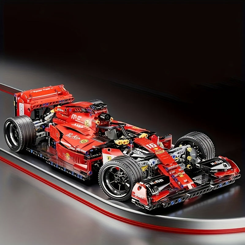 1200+pcs Red Equation Supercar Building Blocks Ornament, High Difficult Inserted Toy, Birthday Gift, New Year Gift Easter Gift